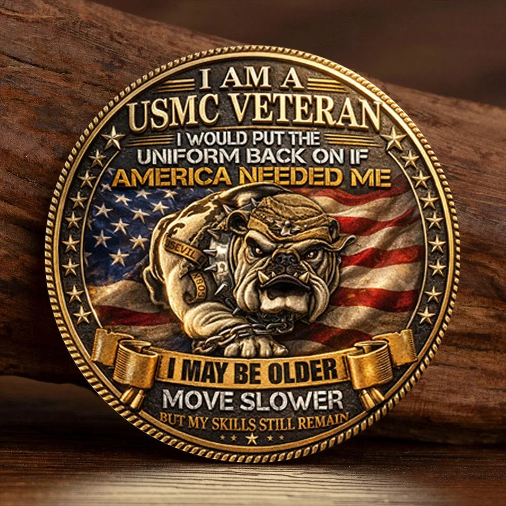 USMC Veteran Challenge Coin Marine Corps Semper Fidelis Bulldog Collectible