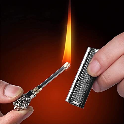 Permanent Match Keychain Lighter, Flint Matchstick Fire Starter Lighter,