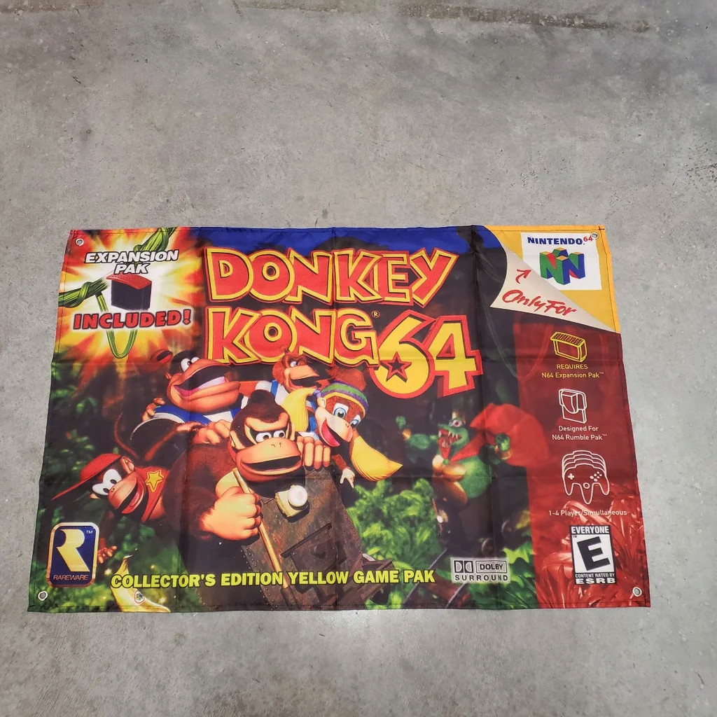Donkey Kong 64 Custom Wall Flag Banner Tapestry 2 x 3 Ft, Nintendo 64