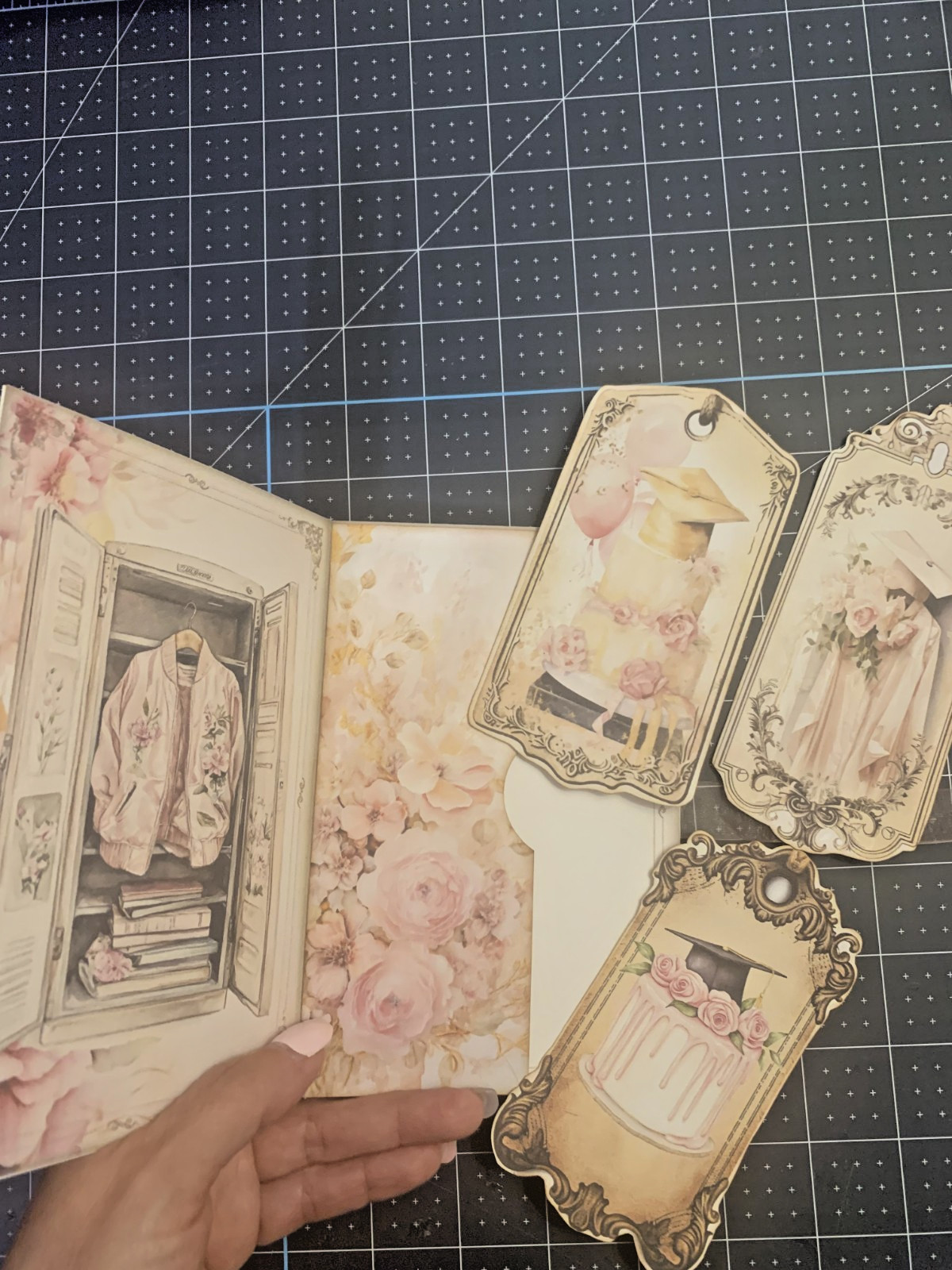 Handmade Graduation Journal Book | Shabby Chic Memory Book | Ephemera, Pockets.