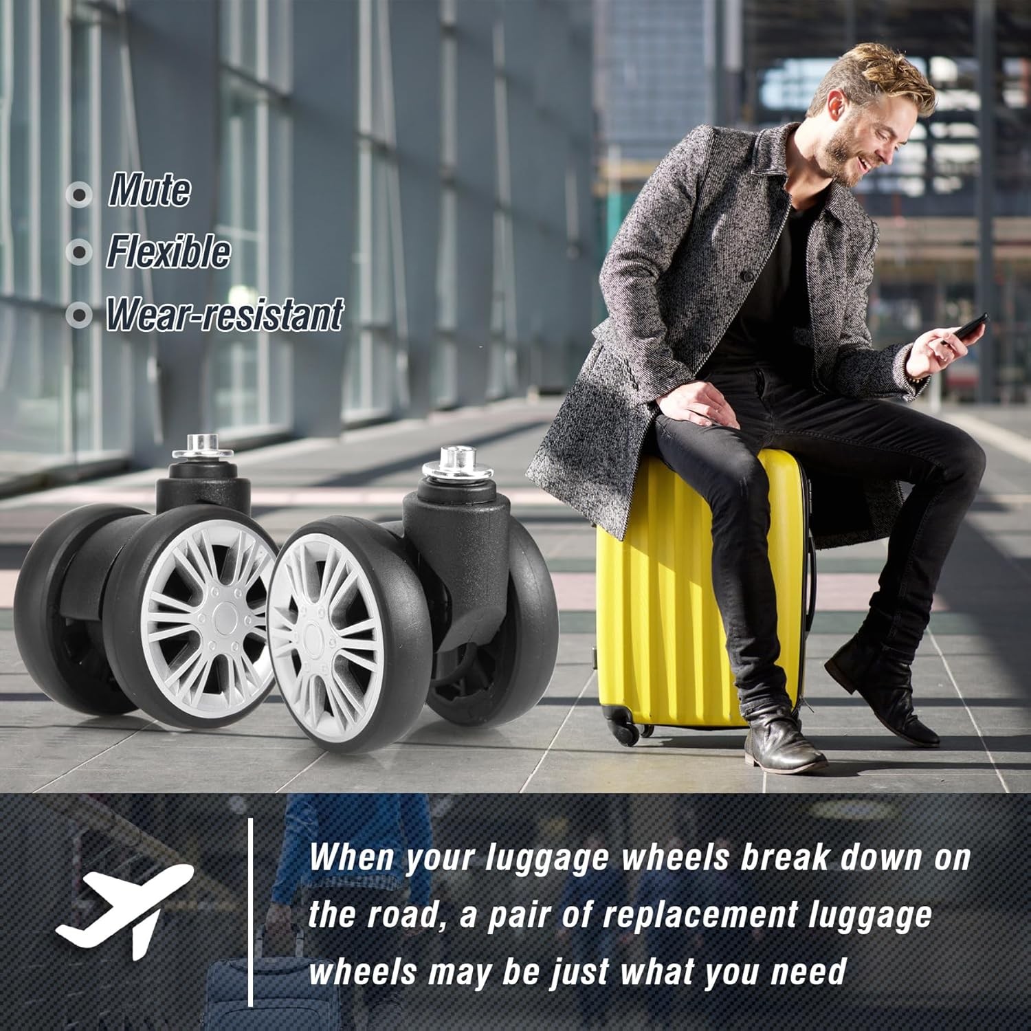 Zoofen Luggage Wheels Replacement 4 pcs Suitcase Wheels...
