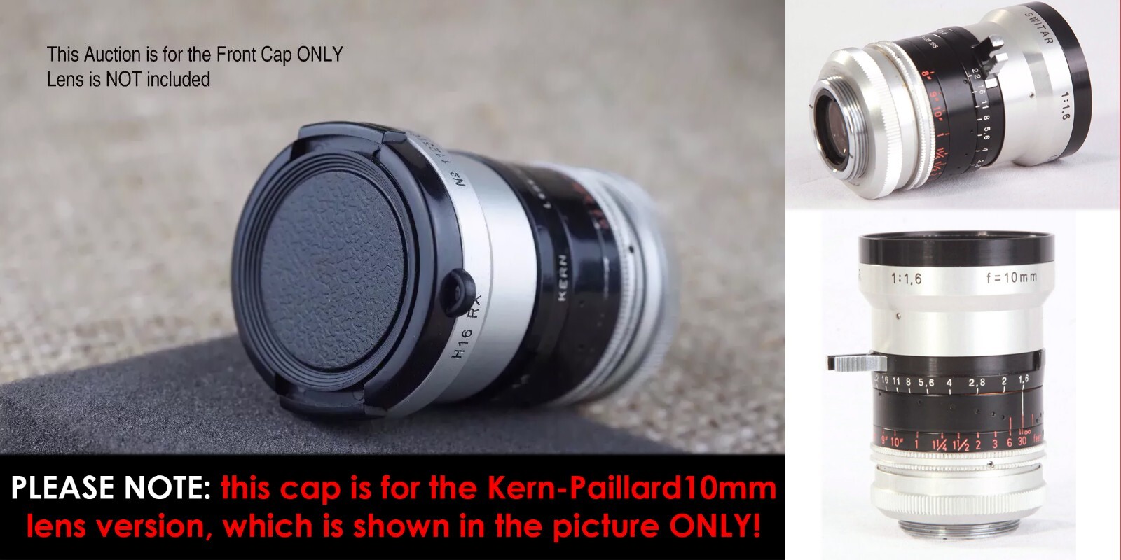 Front Cap for Kern Paillard Switar RX H16 10mm lens c-mount cine 16mm
