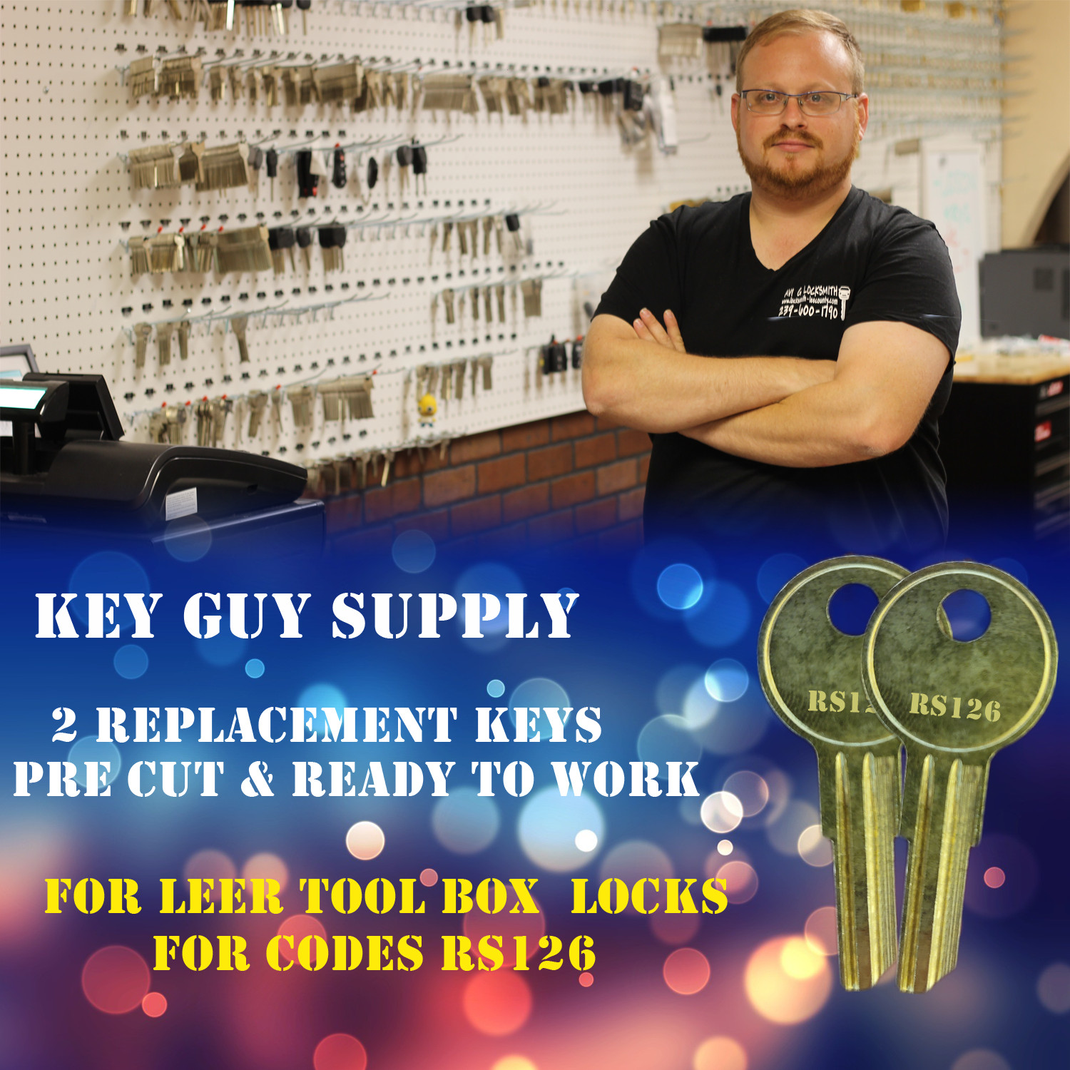 RS126. Pair of keys for retax leer locks. pre cut to code RS126