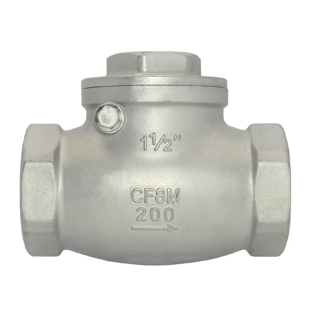 1-1/2" Stainless Steel SS316 Swing Check Valve,NPT Female x Female Thread,WOG