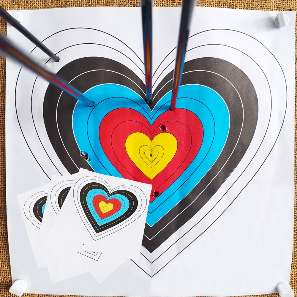 Archery Heart Shaped Targets Paper 40CM Field Face Bow Arrow Hunting Shooting