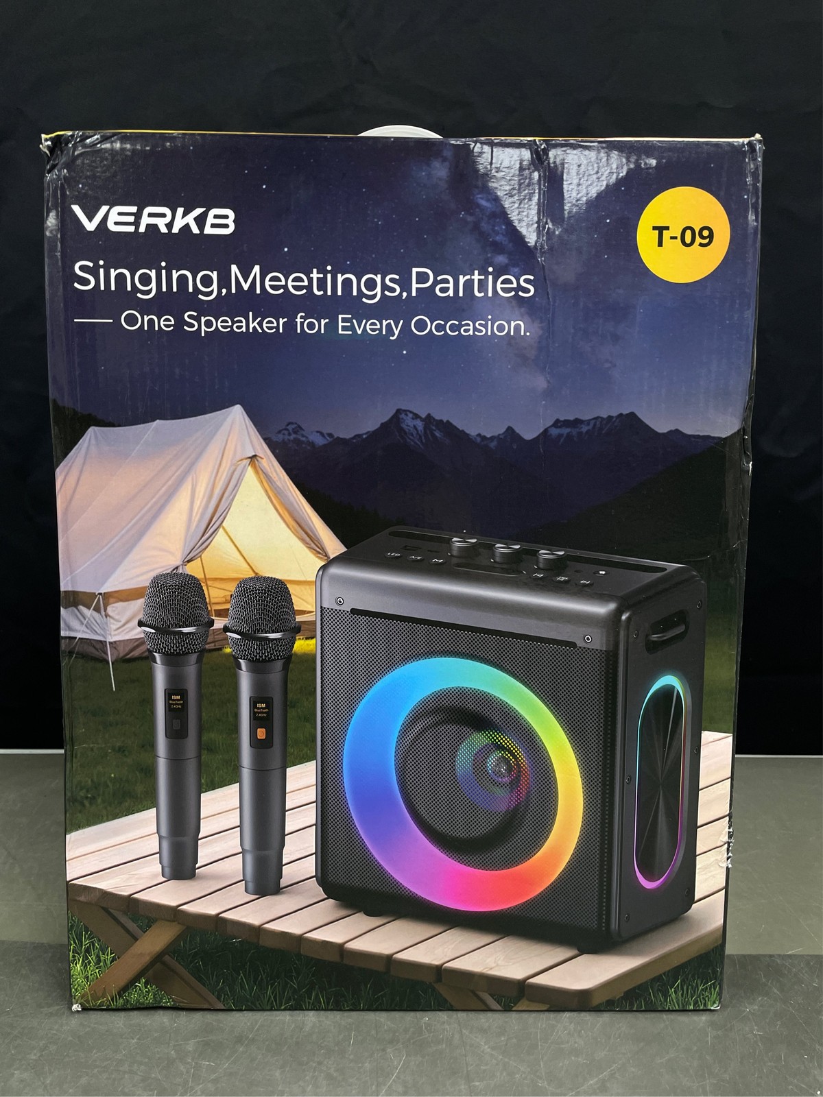 Karaoke Machine with 2 Wireless Rechargeable Microphones: Portable Bluetooth Spe