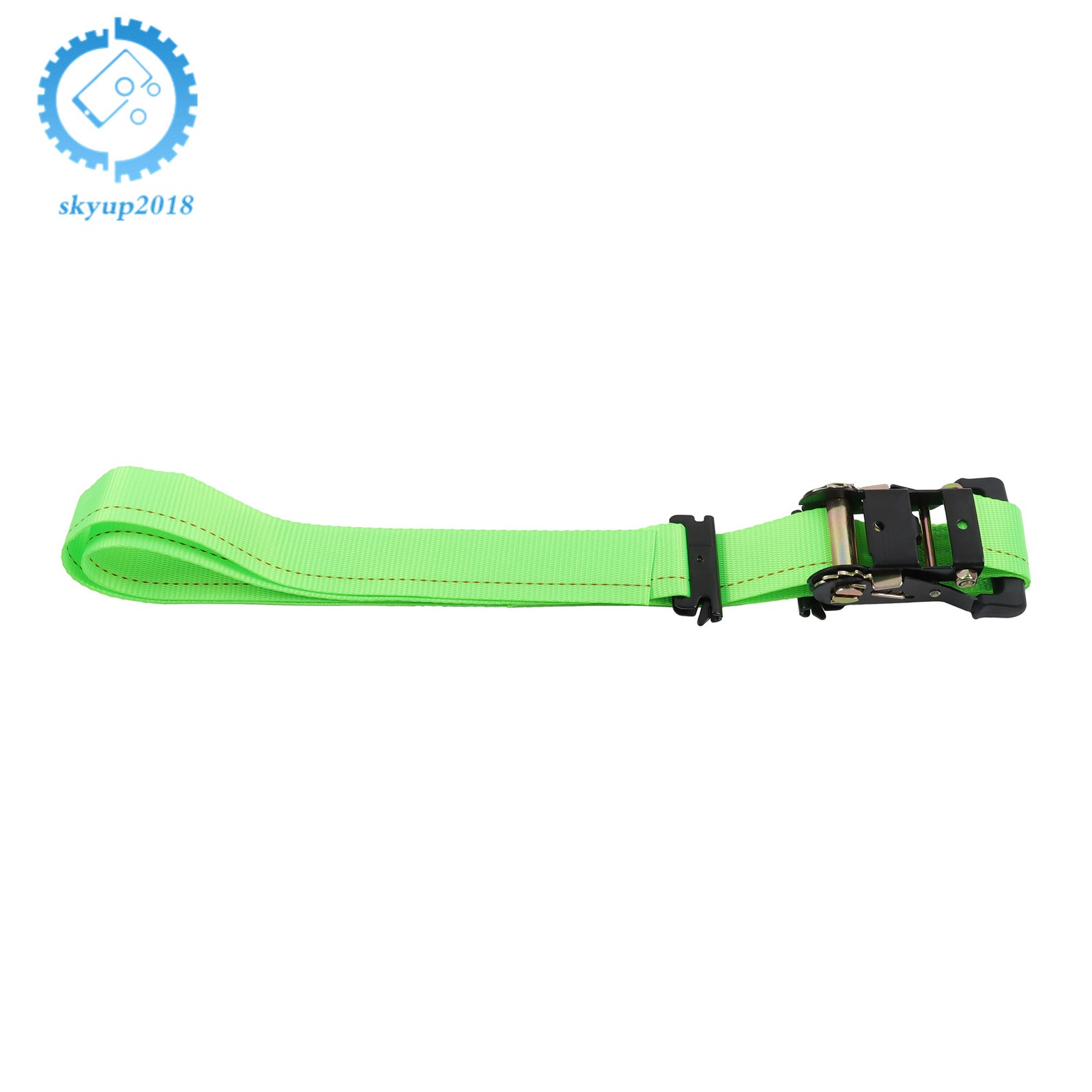 Green Wheel Chock And 6ft Ratchet Strap Kit For E Track System ATV UTV Tractors