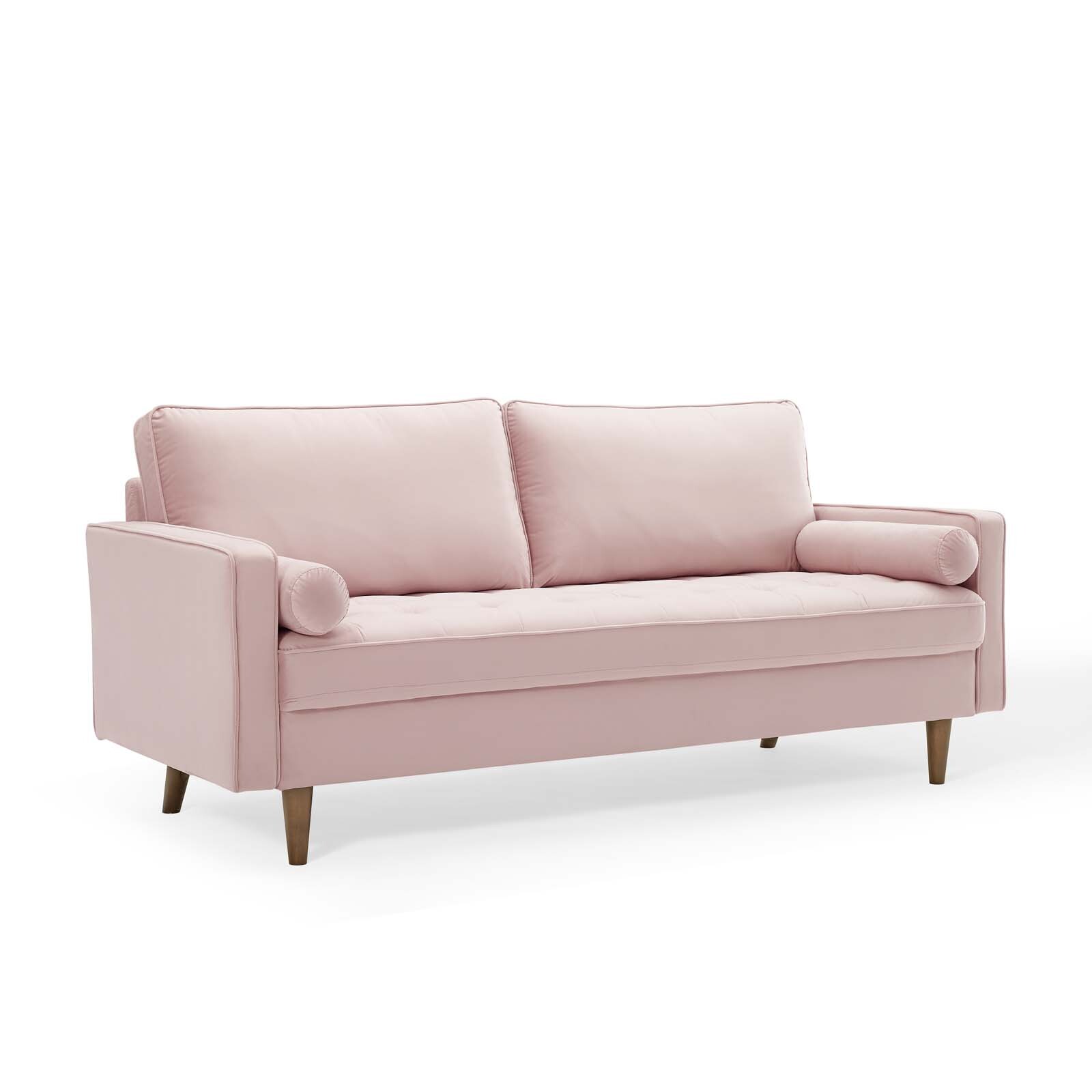 Modway Valour Performance Velvet Upholstered Tufted Sofa In Pink
