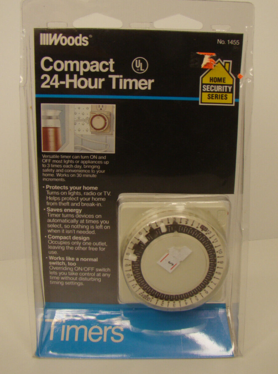 Woods Compact 24-Hour Timer No.1455  indoor 125 volt new old stock