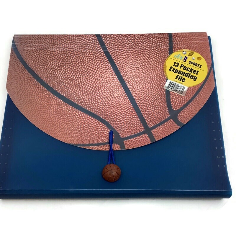 DocIt Sports File Organizer Accordion Expanding Folder 13 Pockets Basketball