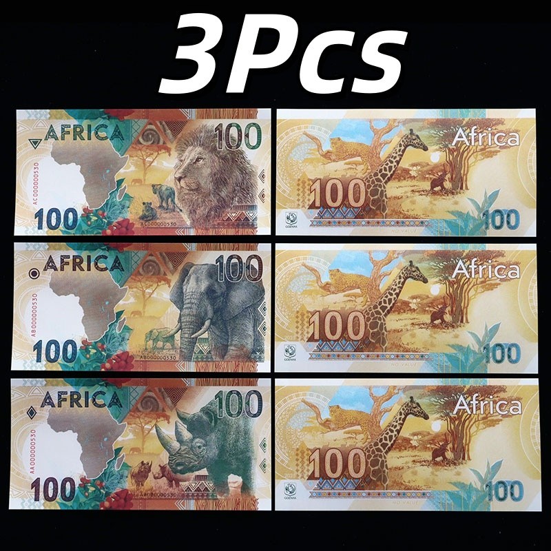 Russia Test Note GOZNAK Set 3 Pcs, Africa Rhino -Lion-Elephant, UNC