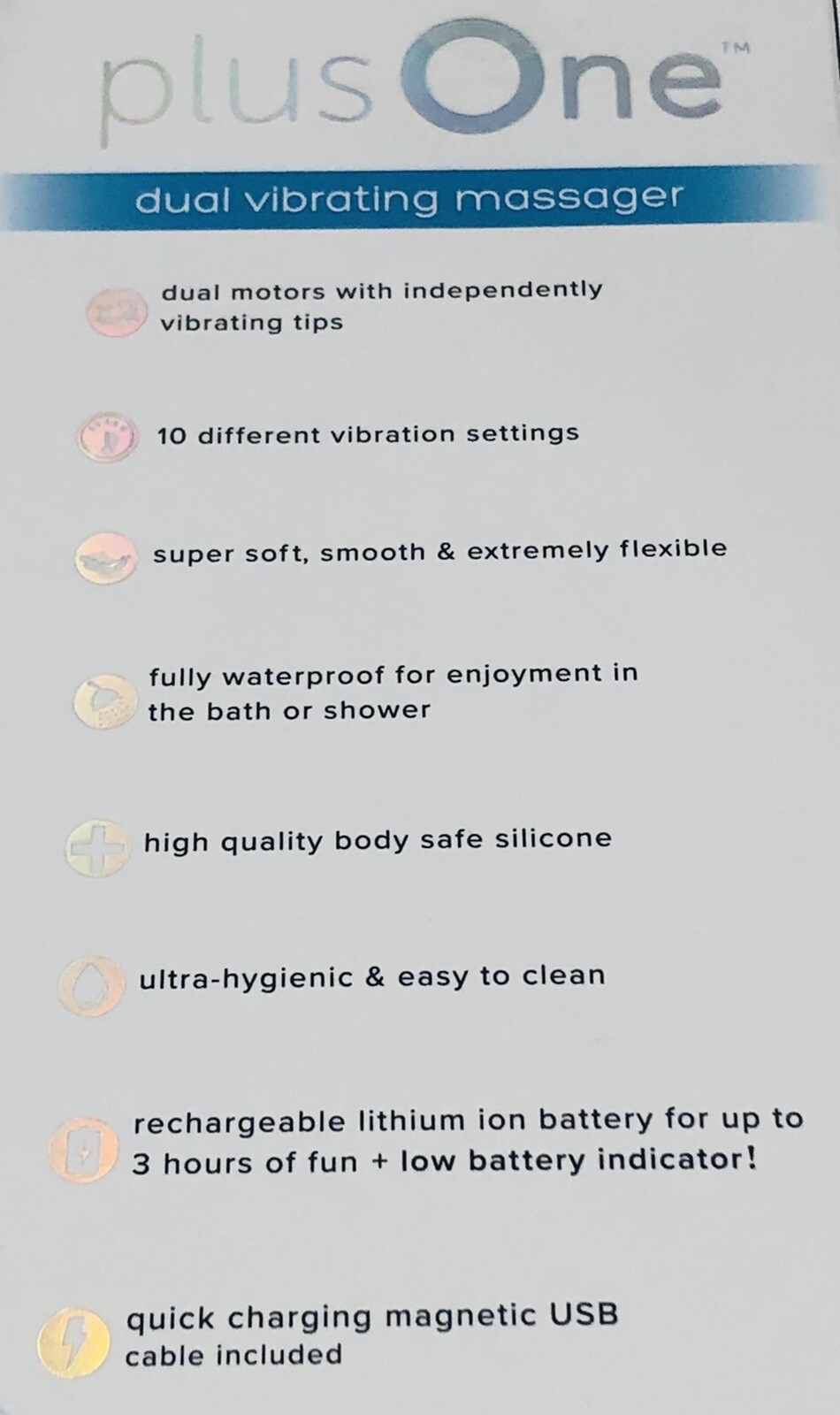 NEW Plus One Dual Vibrating Massager 10 Vibration Settings, Waterproof