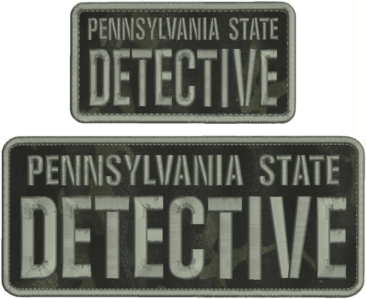 PA STATE DETECTIVE EMB PATCH 4X10 AND 3X6 VELCR@ ON BACK GRAY ON BLK MULTICAM