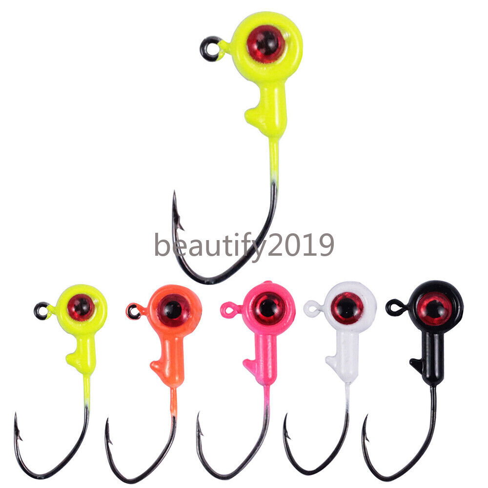 25/50 Pack Jig Heads Fishing Hooks Jigs Bass Crappie Trout 1/32 1/16 1/8 oz