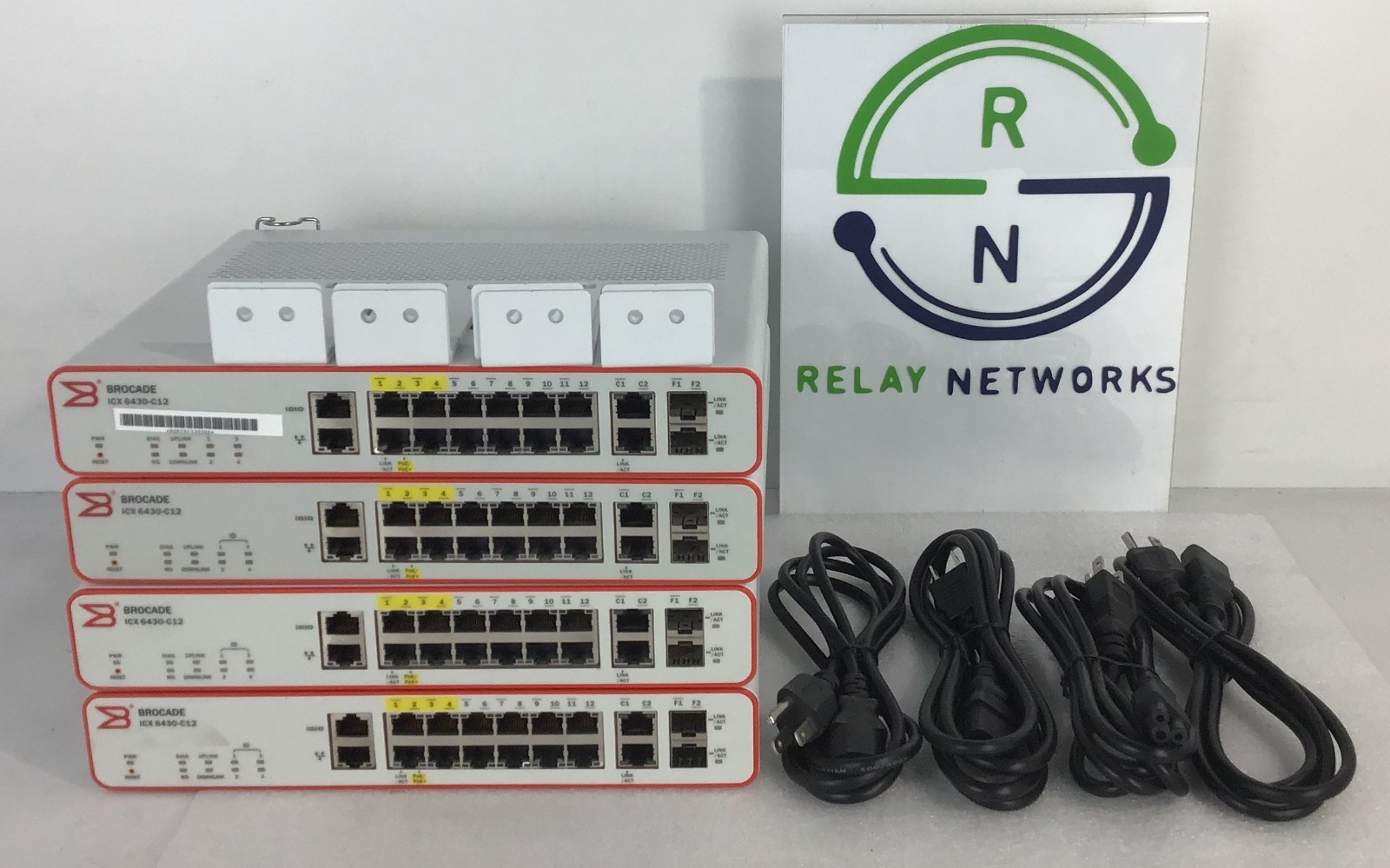 LOT OF 4x Brocade ICX6430-C12 12-PORT 1 GBE COMPACT SWITCH (4 POE+), 1x SFP.