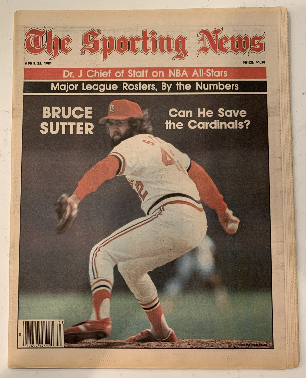 The Sporting News April 25,1981 Bruce Sutter, St Louis Cardinals Baseball (B36)