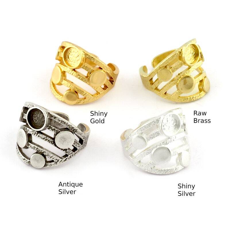 Discs Ring ,Bezel Setting Blank Raw Brass,Antique-Shiny silver,Shiny gold 5418