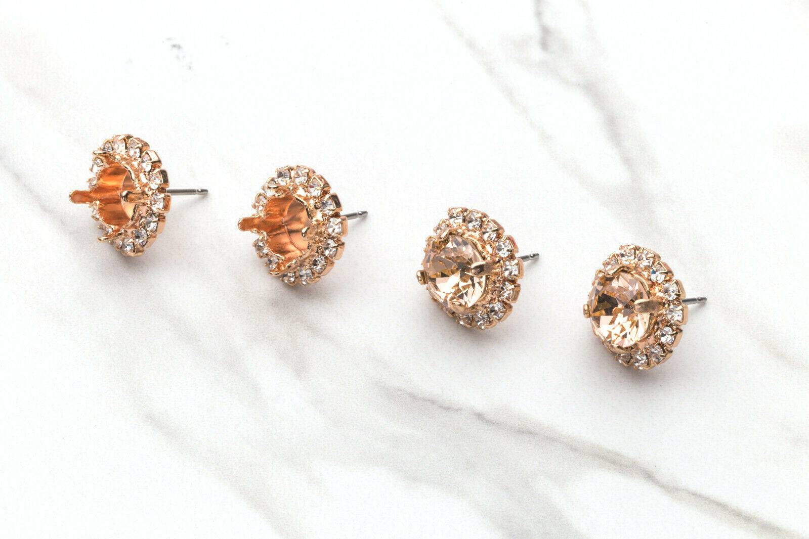 8.5mm | Crystal Halo Stud DIY Earring Bases | One Pair (EE 53)