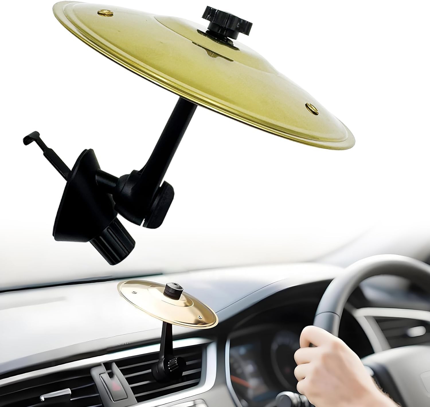 Car Air Vent Musical Cymbal Kit - Mini Crash Cymbal + Drum Stick, Playful Acc...