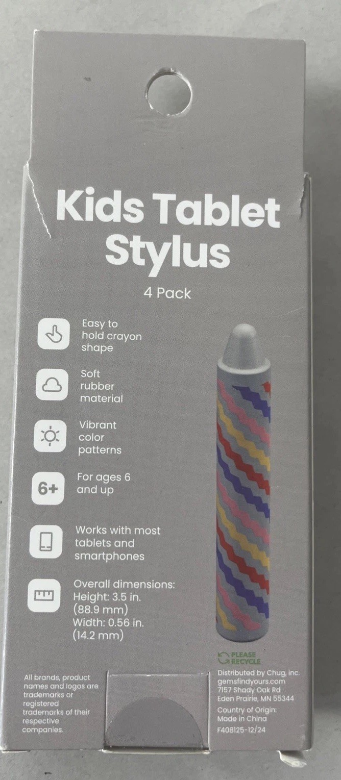 New Kids Stylus 4 Pack for Tablet iPad Fun Patterned Pens