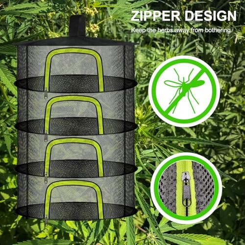 Mesh Drying Rack 4 Layer Herb Net Foldable w Shears