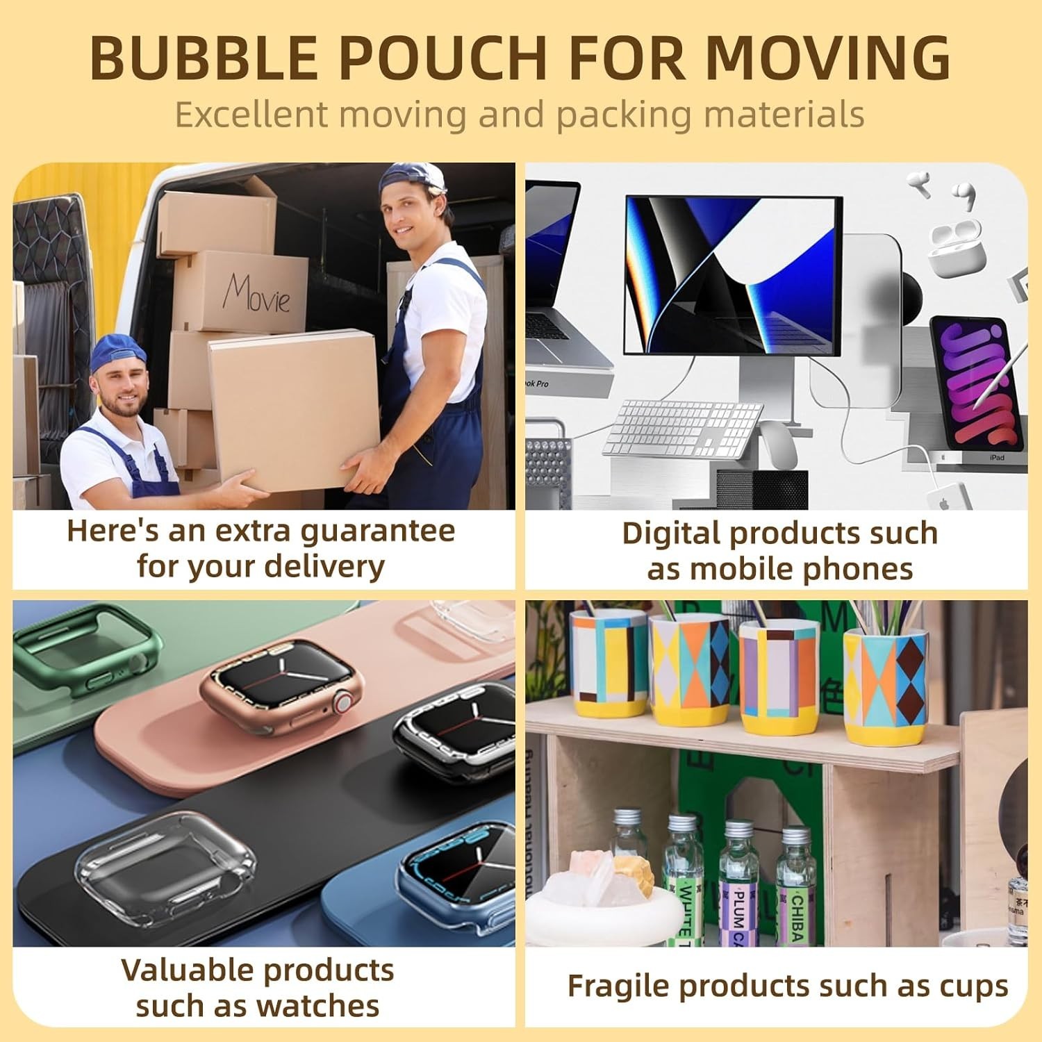 Protective Bubble Wrap Pouches, 50 Pack 12x14'' - Easy & Cost-Effective Shipping