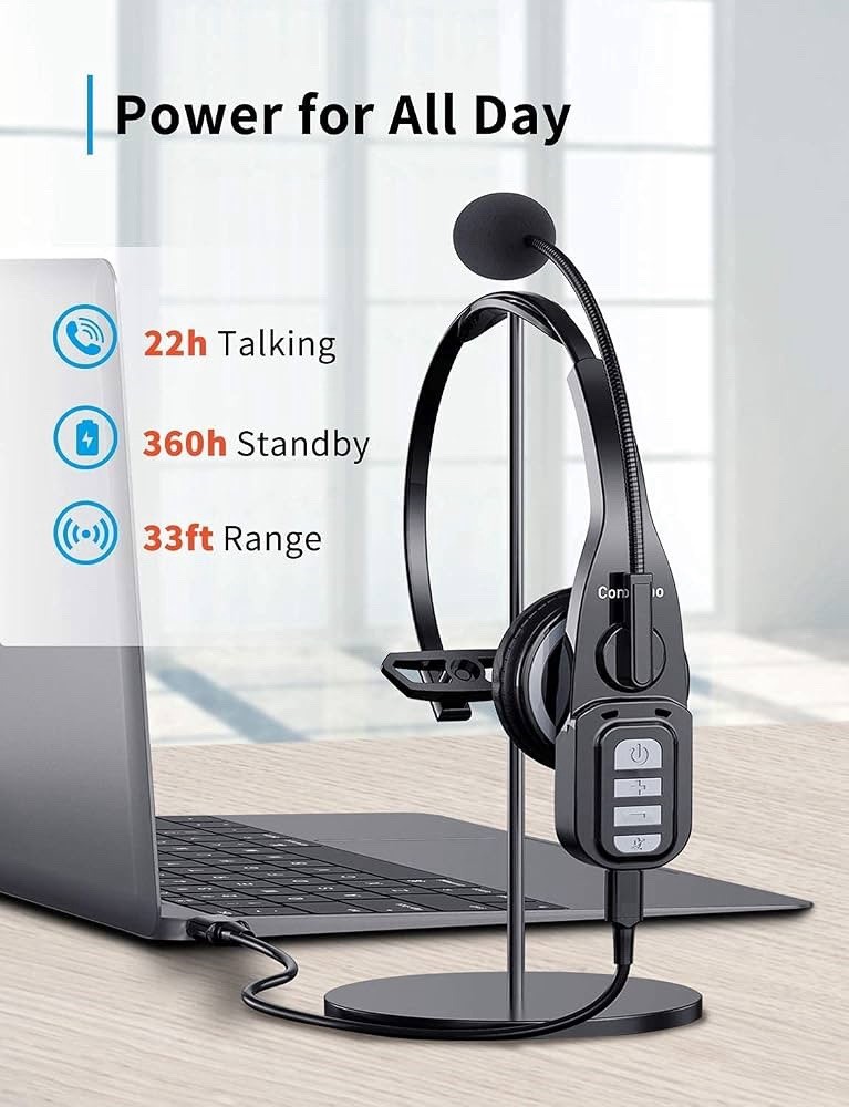 Conambo Trucker Bluetooth Headset 5.0 w/ Microphone Noise Cancelling Wireless