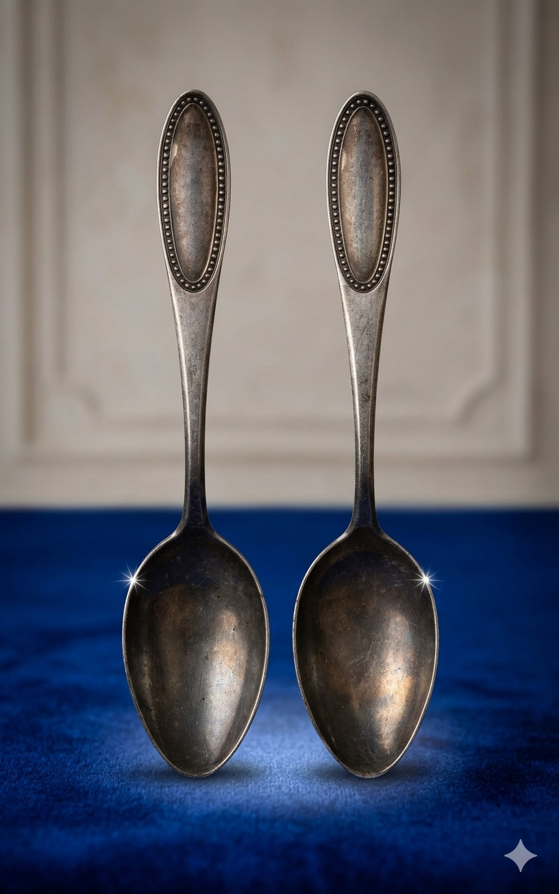 Rare Antique Berndorf Silver Plated Spoons - Royal Beaded Luxury Collector's Set