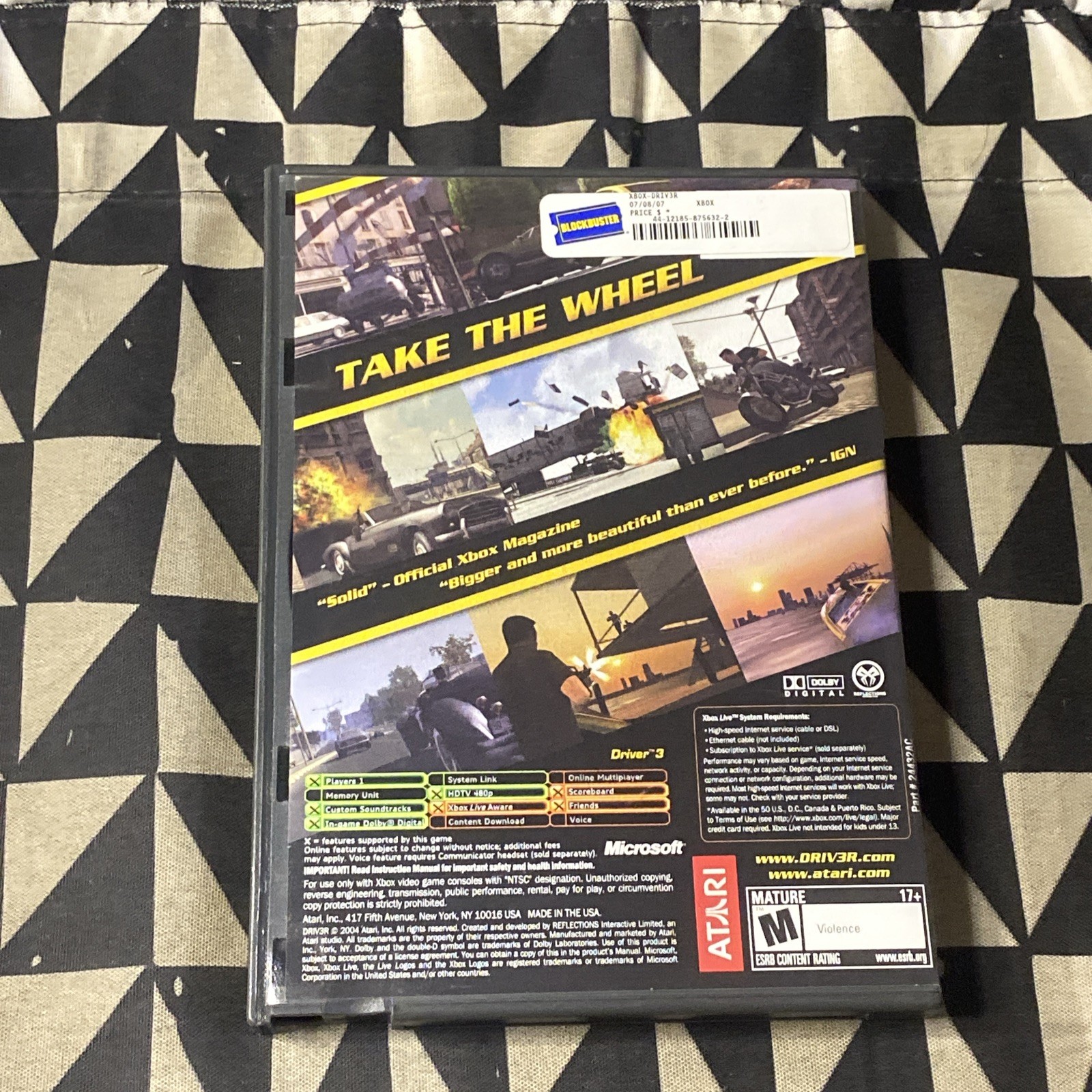 Driver 3 Microsoft Xbox (Blockbuster Case Only) (no Game)