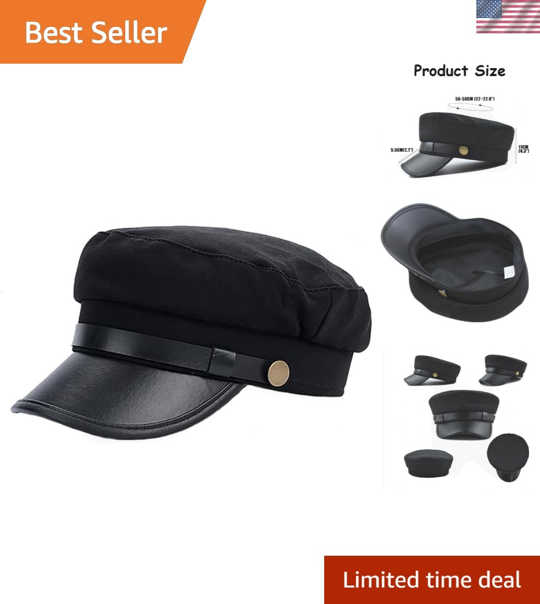 Chauffeur Hat for Men Women Classic Vintage Newsboy Cap Costume Hats Black