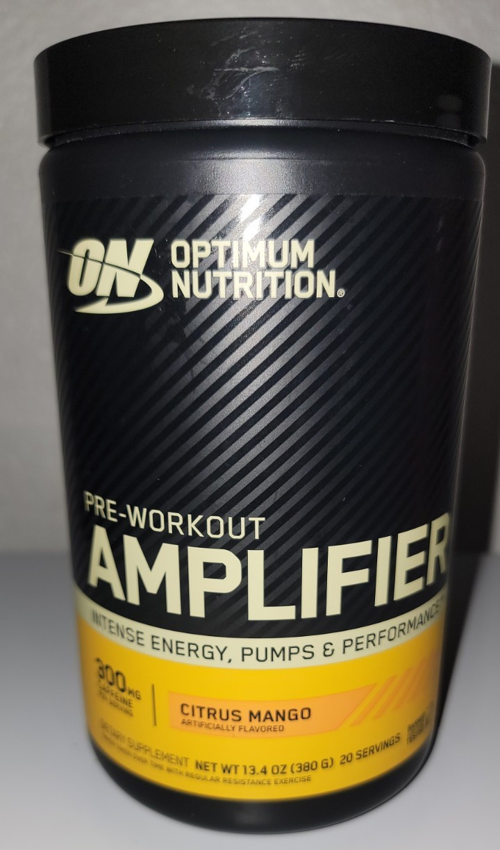 Optimum Nutrition Pre-Workout Amplifier Powder Citrus Mango, 20 Servings 13.4oz