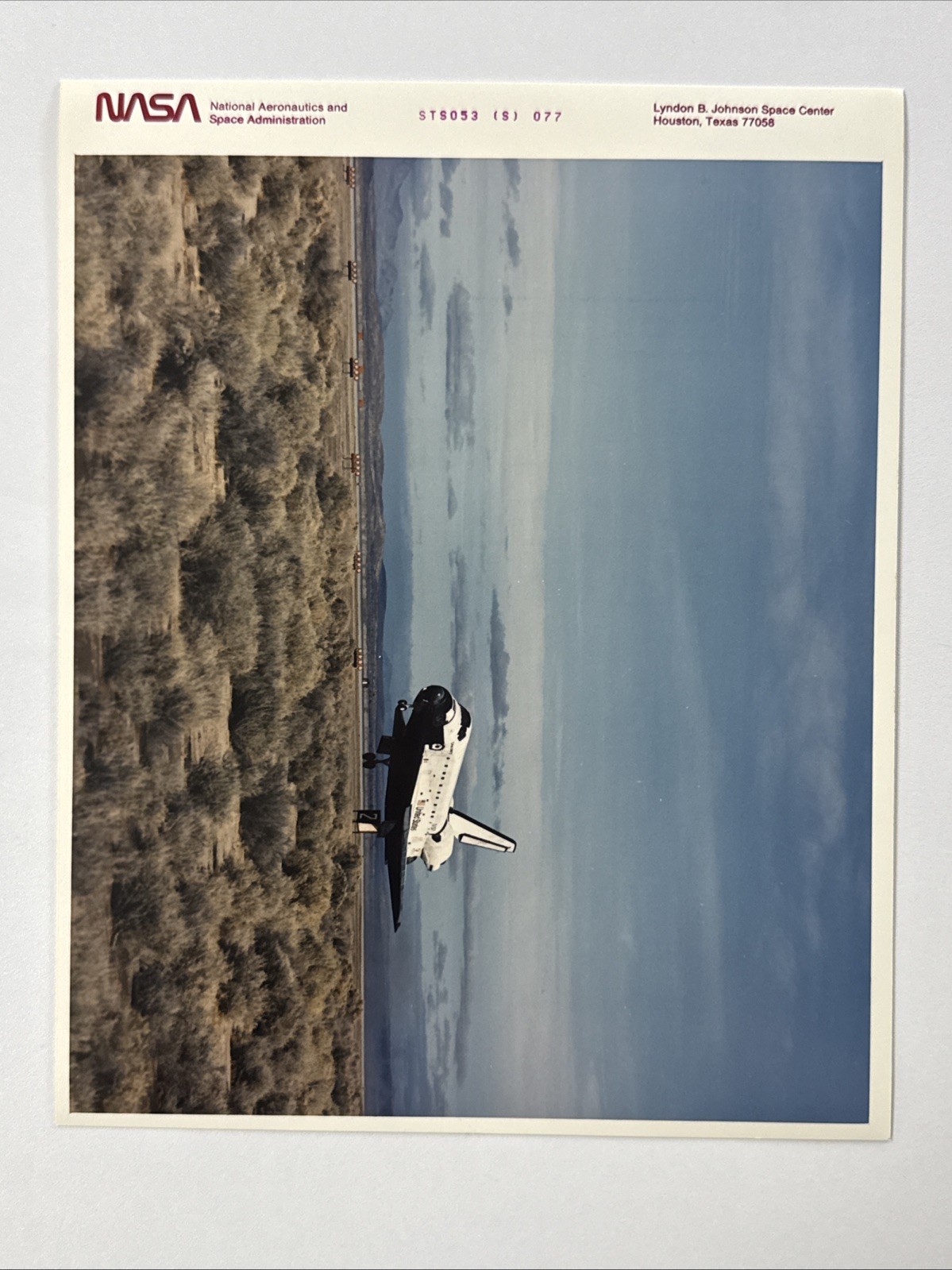 NASA STS 53 Shuttle Discovery Landing Edwards AFB Purple Numbered Press Photo 3