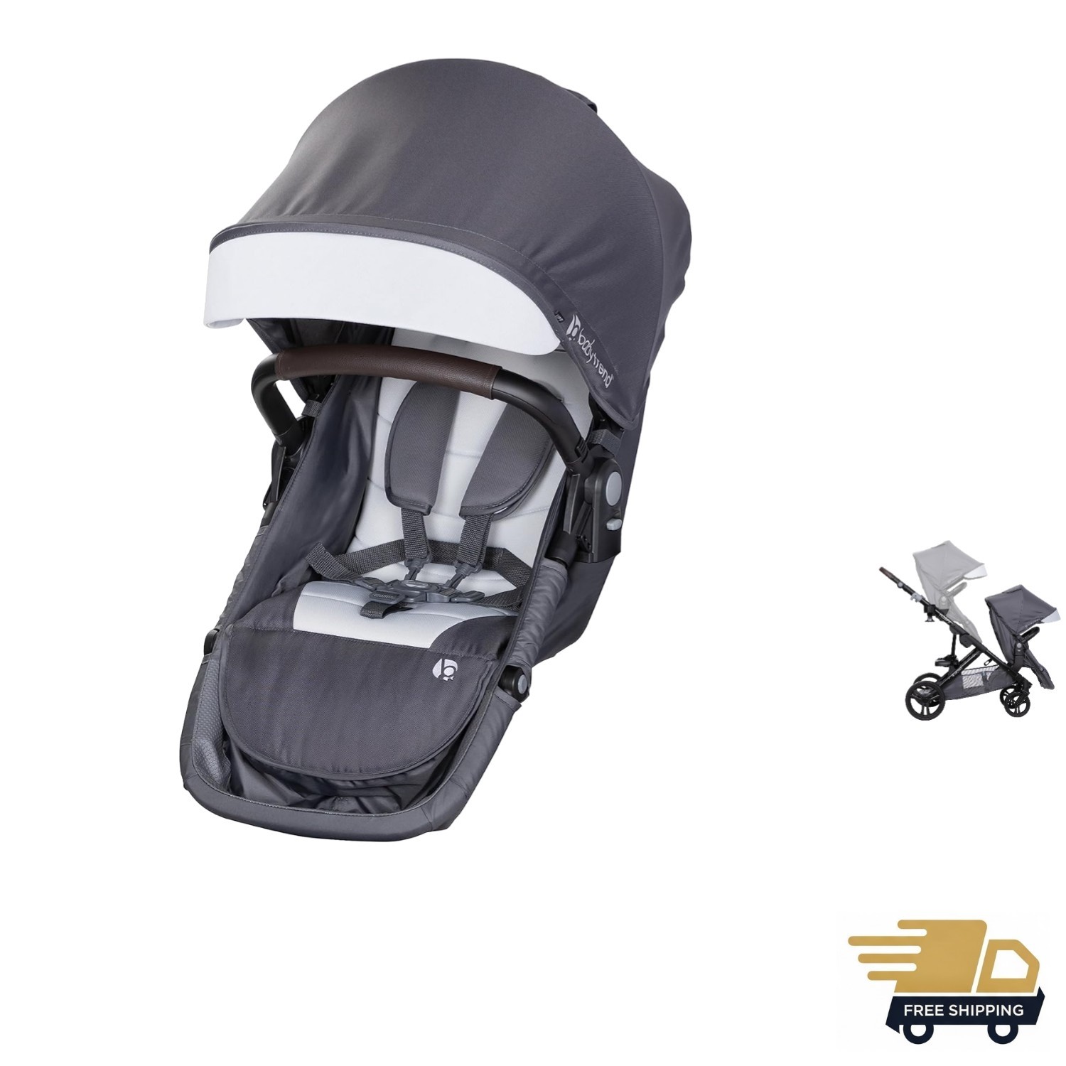Morph Single to Double Stroller Second Seat, Dash Grey