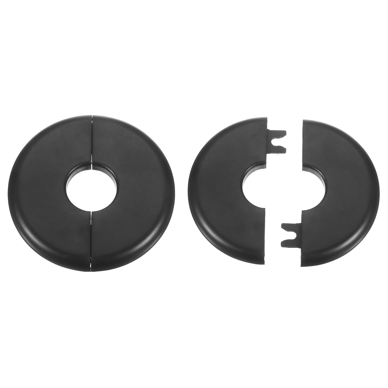 2pcs Wall Split Flange 22.5mm/0.9" Self-Adhesive Plumbing Cover Plates, Black