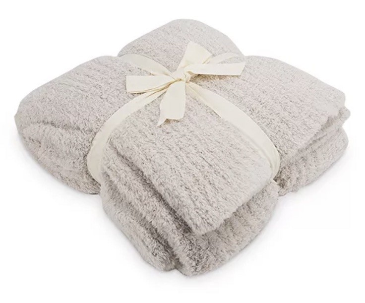 NEW $165 Barefoot Dreams CozyChic Ribbed Throw Blanket Almond 54” X 72”