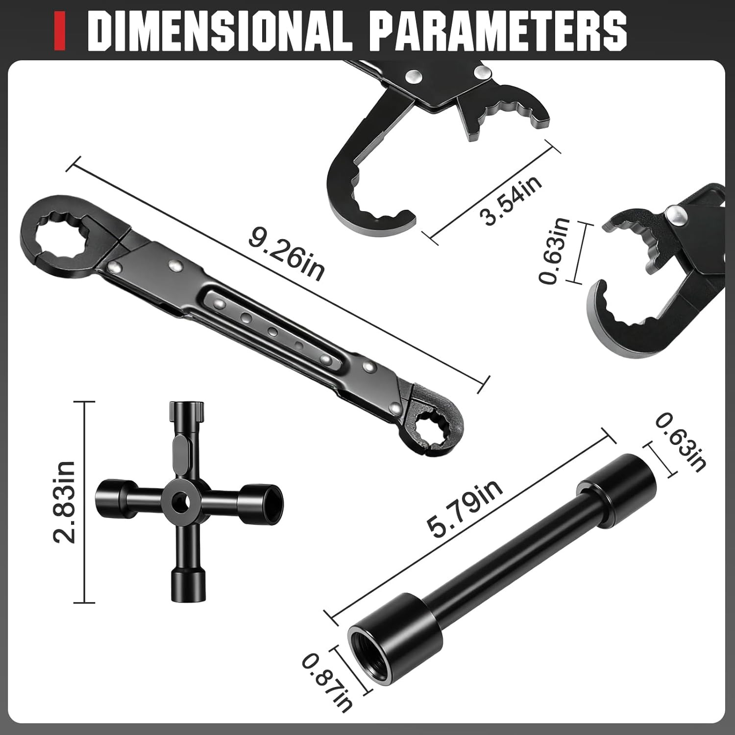 Plumbing Tools Angle Stop Wrench Kit, 3 PCS Plumbers Tool Set with Compression S