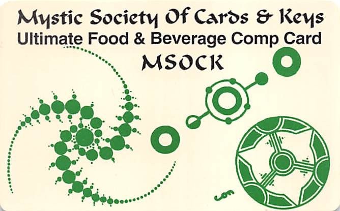 MSOCK Mystic Society of Cards & Keys - Food & Beverage Comp Card