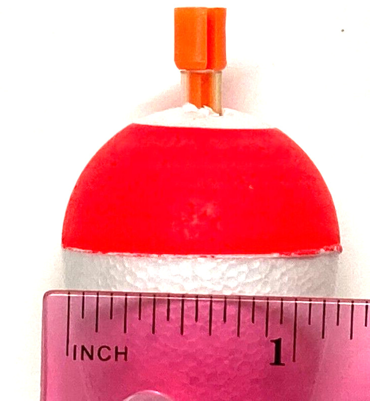 SET OF 6 Red/White 1.25" Foam Pear Slotted Stick Float