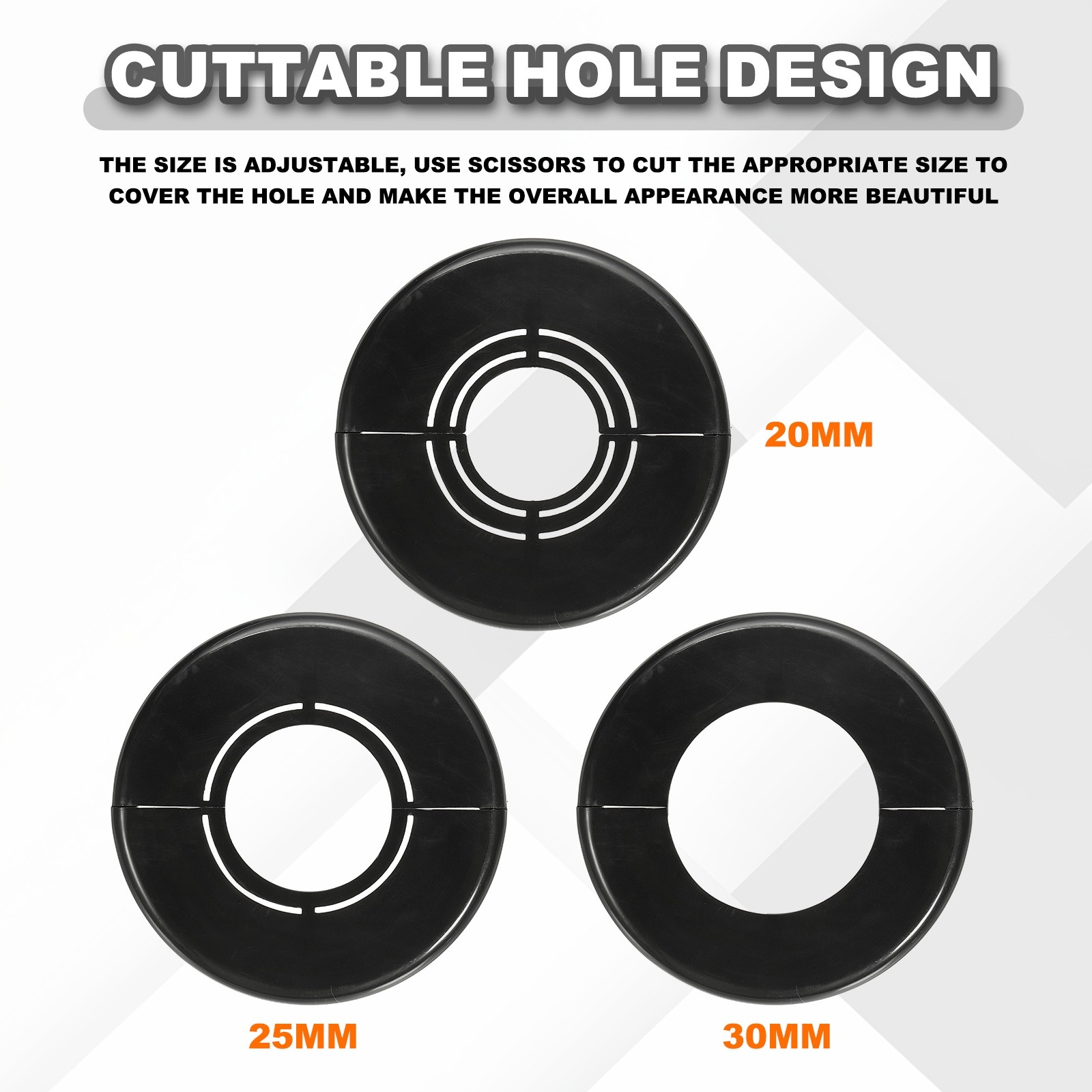 4pcs Wall Split Flange 0.39" Plastic Round Split Flange Pipe Cover Black]