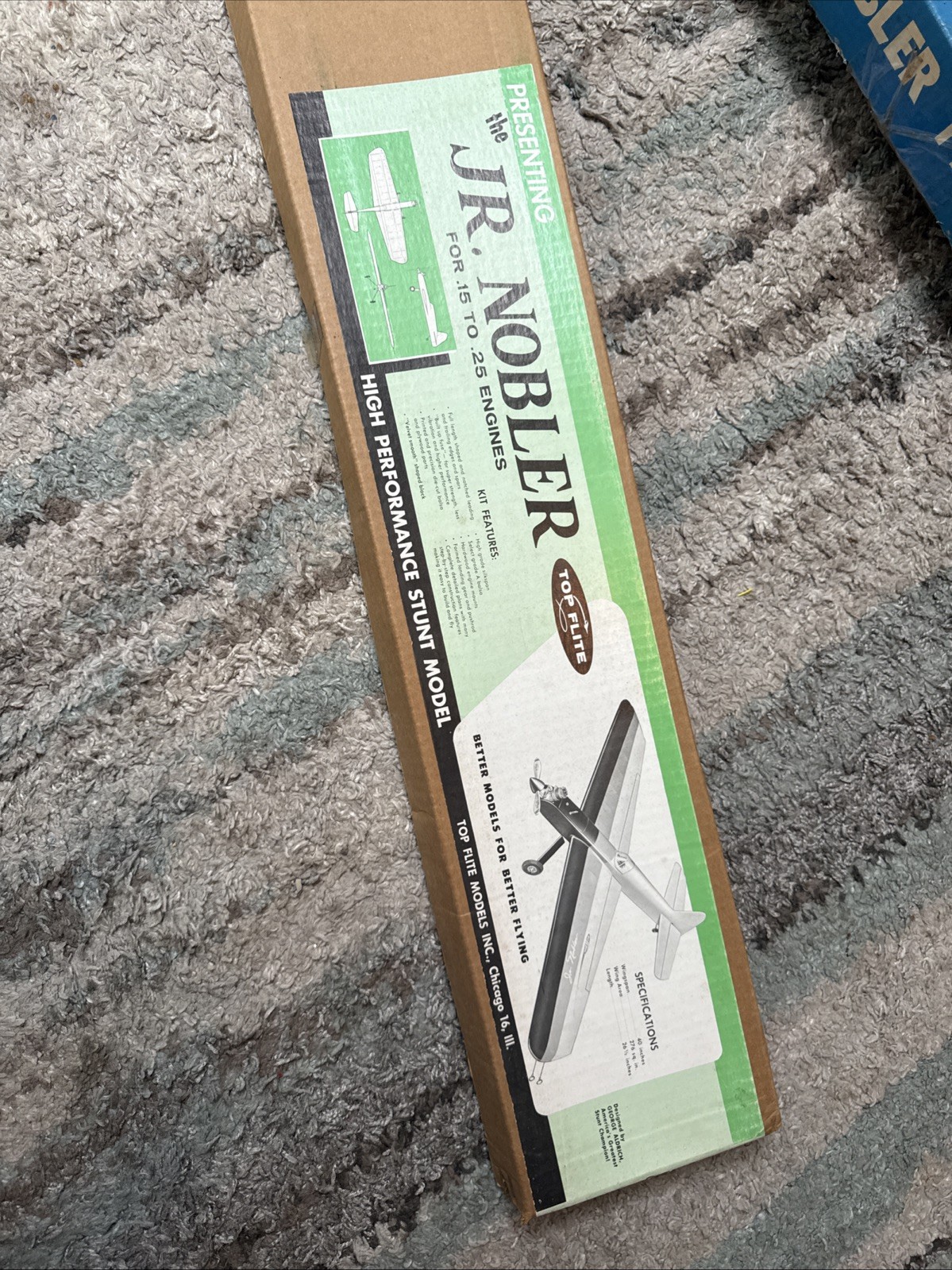 Vintage Top Flite Inc “Jr Nobler” Balsa Airplane Model Kit, Untouched Old Stock!