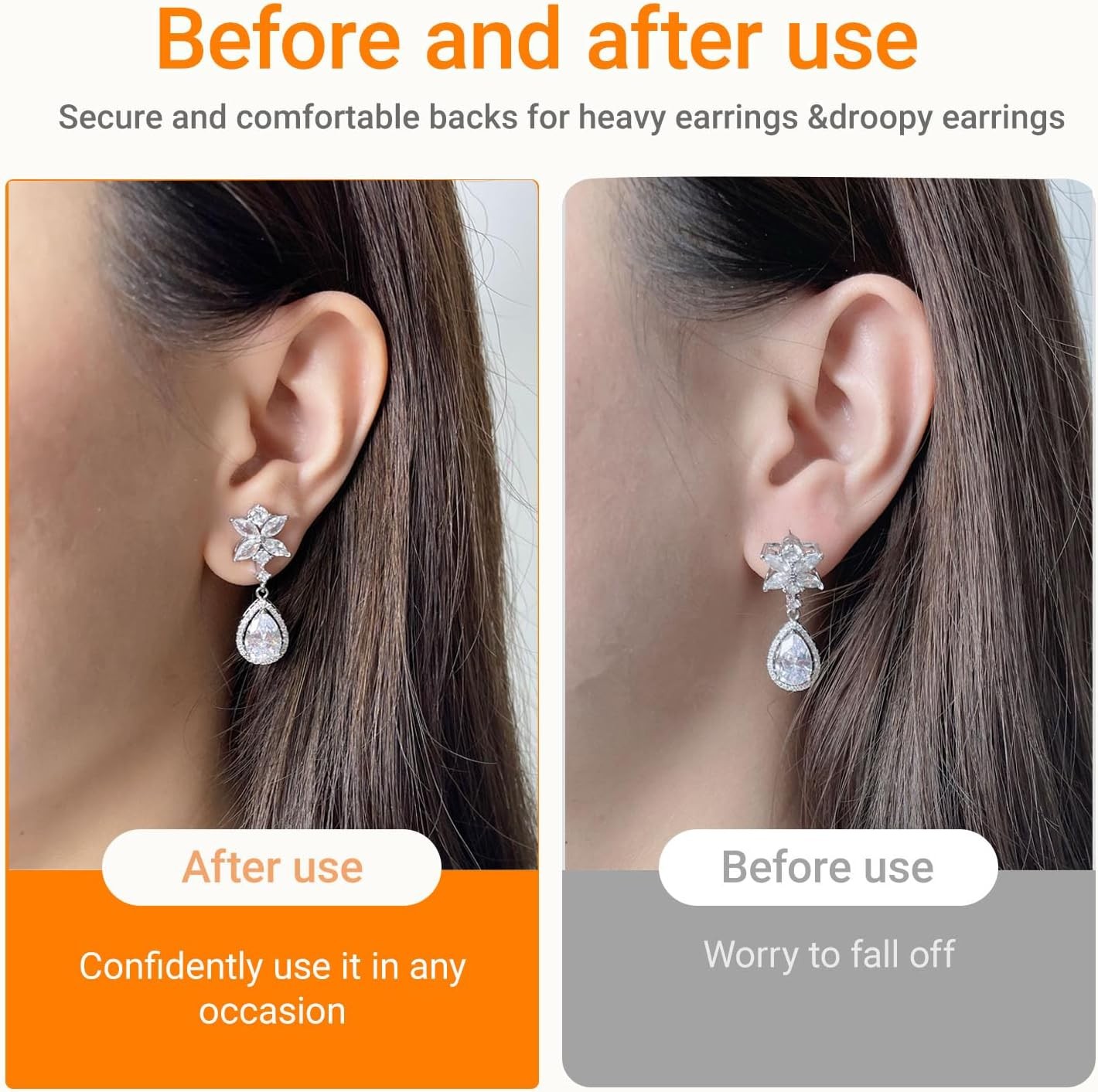12 PCS Silicone Earring Backs Replacements, 18K Gold Plated Earring Backs Replac