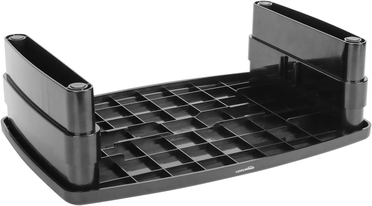 Height Adjustable Rectangular Computer Monitor Riser Desk Stand with Storage for