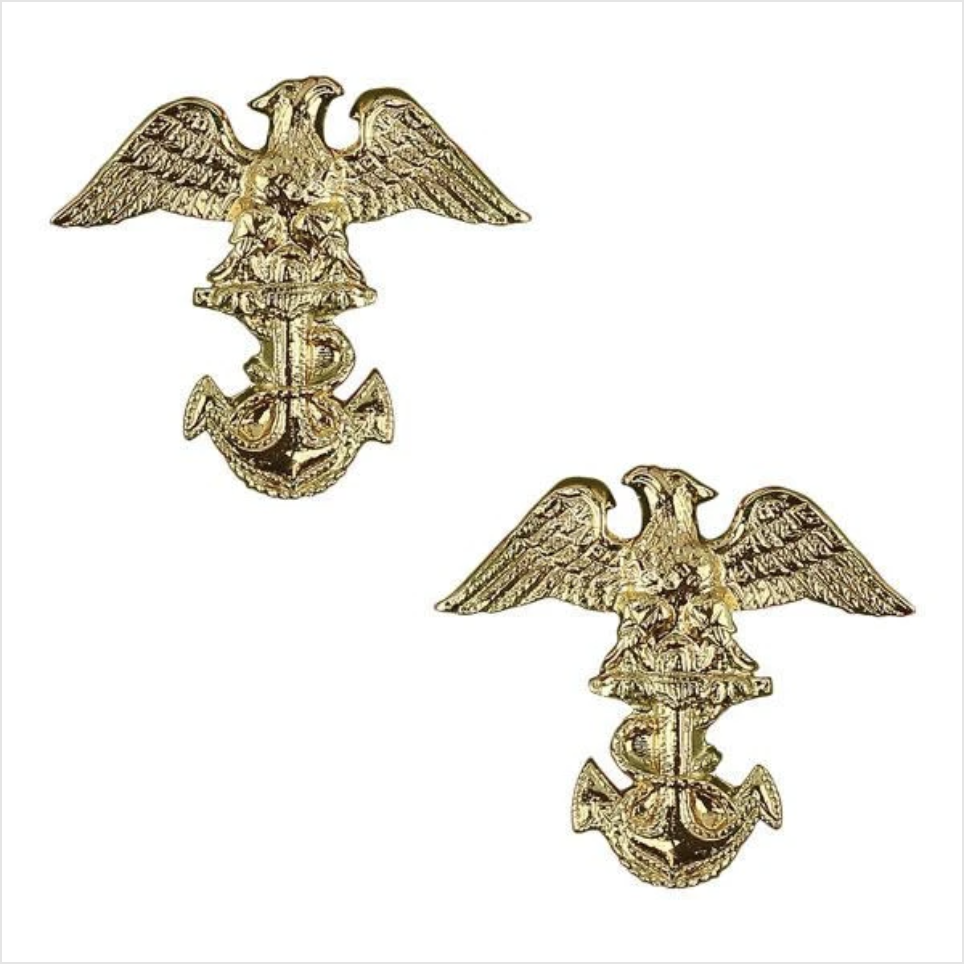 GENUINE U.S. NAVY ROTC COLLAR DEVICE: MIDSHIPMAN FIRST CLASS
