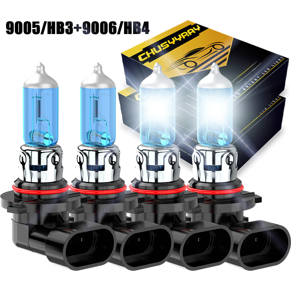 9005+9006 Halogen Headlights Kit Combo Bulbs 5K High Low Beam Super White Bright