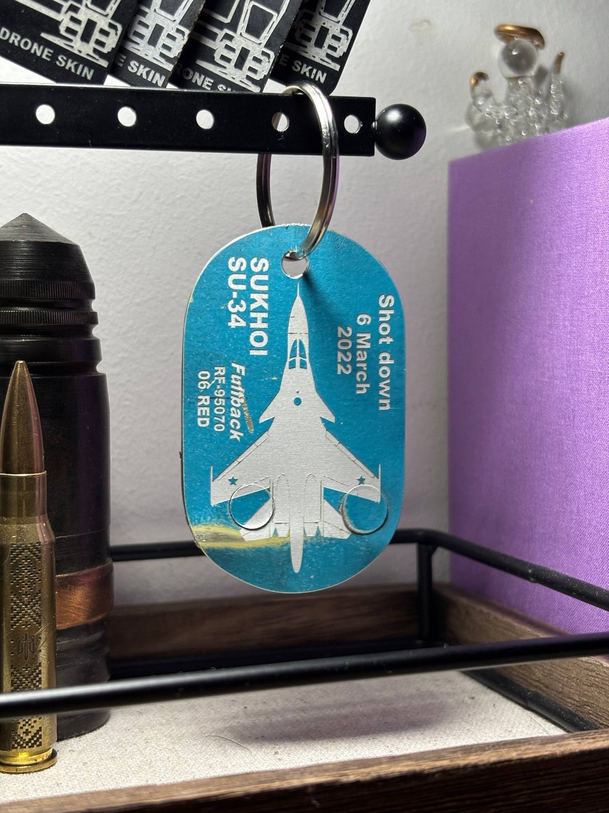 Authentic russian SU-34 Skin Keychain | RF-95070 | Recovered in Ukraine