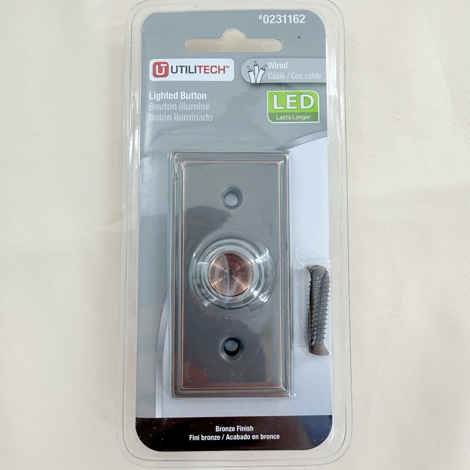Utilitech Lighted LED Doorbell Button Bronze Finish #0231162