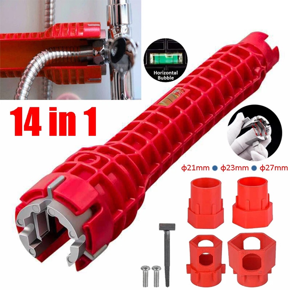 14 in 1 Faucet Sink Installer Home Multi Tool Pipe Wrench For Plumbers Homeowner