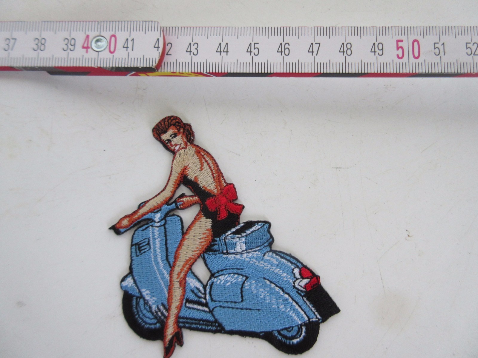 Patch Pin Up Vespa Scooter Hot Rod Nose Art Rockabilly V8 US Car Ratty Vintage