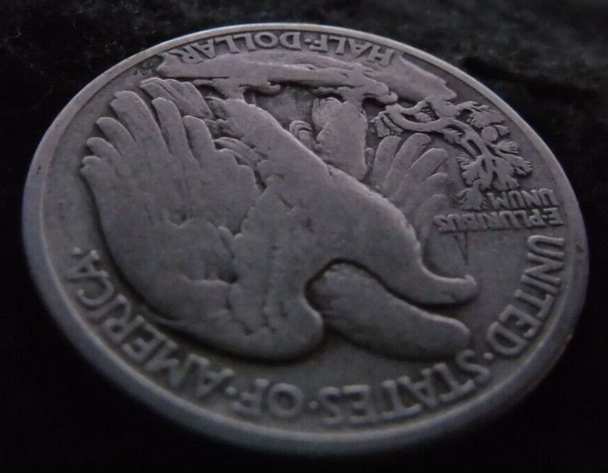 1942-P WALKING LIBERTY 90% SILVER HALF DOLLAR 50C Cent 1/2 STRIKE THROUGH ERROR