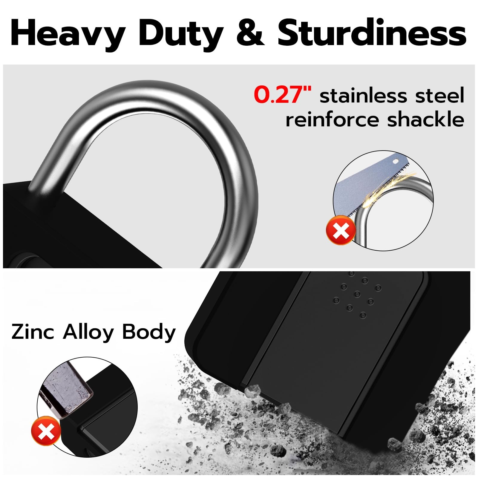 Fingerprint Padlock Dhiedas Heavy Duty Combination Lock Padlock Key Bluetooth